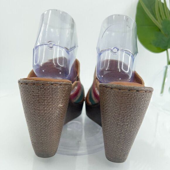 Born Women's Lumi Sandal Size 10 Wedge Platform Slide Strappy Multicolor Leather - Picture 9 of 16